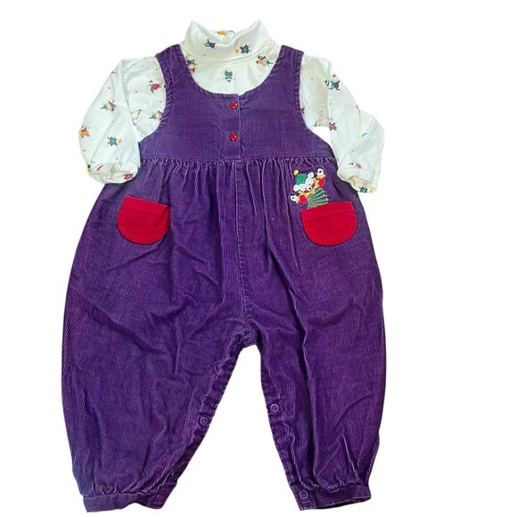 Vintage Carters 90s purple corduroy jester jack in box romper outfit 18-24 month - Picture 8 of 11